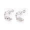 Brass Micro Pave Cubic Zirconia Pendants, Moon Charms, Platinum, 13x9~9.5x4~4.5mm, Hole: 1.2~1.4mm