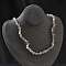 Natural Morganite Chip Beaded Necklaces for Men Women, with Alloy Lobster Claw Clasps and Iron Chain Extender, Silver, 15.87~16.14 inch(40.3~41cm)