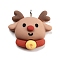 Christmas Theme Opaque Resin Pendants, with Platinum Tone Iron Loops, Deer, 25.5x26.5x9mm, Hole: 2mm