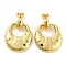 Brass Dangle Stud Earrings, Croissant, Real 16K Gold Plated, 33x24.5mm