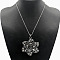 Fashion Flower Alloy Crystal Rhinestone Pendant Necklaces, with Cable Chain for Women, Platinum
