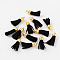 Suede Tassels, with CCB Plastic Findings, Nice for DIY Earring or Cell Phone Straps Making, Black, 38x10mm, Hole: 2mm