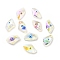 Transparent Glass Beads, with Enamel, Faceted, Polygon with Evil Eye Pattern, Mixed Color, 23.5x38x13mm, Hole: 2mm