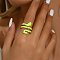 Boho Brass Snake Ring for Women, Green Yellow, Adjustable