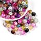Baking Painted Transparent Crackle Glass Beads, Round, Mixed Color, 10~10.5mm, Hole: 1.2~1.8mm