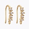 Brass Micro Pave Clear Cubic Zirconia Earring Hook, with Horizontal Loop, Ear Wire, Long-Lasting Plated, Real 18K Gold Plated, 13~16x3mm, Hole: 1.2mm, 18 Gauge, Pin: 1mm