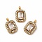 PVD Vacuum Plating 304 Stainless Steel Cubic Zirconia Pendants, with Rhinestone, Rectangle Charms, Clear, 13x8.5x3.5mm, Hole: 1.8mm