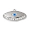 Rack Plating Brass Micro Pave Cubic Zirconia Enamel Pendants, Evil Eye Charms, Platinum, 14.5x27.5x2.5mm, Hole: 1.4mm