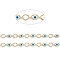Handmade Brass Oval Link Chains, with Evil Eye Plastic Beads and Spool, Soldered, Long-Lasting Plated, Golden, 9.5x6.5x3mm, about 32.8 Feet(10m)/roll