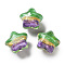 Gradient Color Transparent Hand-drawed Acrylic Beads, Star, Lime Green, 19.5x21.5x16mm, Hole: 2.3mm