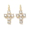 Brass Micro Pave Cubic Zirconia Pendants, Long-Lasting Plated, Cross, Golden, 25x13x5.8mm, Hole: 5.9x3.3mm