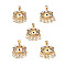 Lampwork Evil Eye Pendants with Colorful Cubic Zirconia, Real 18K Gold Plated Brass Findings, Lead Free & Cadmium free, Clear, 27x22.5x4.5mm, Hole: 4x3.5mm