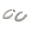 Brass Micro Pave Clear Cubic Zirconia Stud Earrings for Women, Letter C, Platinum, 25.5x18mm
