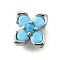 Brass Micro Pave Cubic Zirconia Beads, Cadmium Free & Nickel Free & Lead Free, Flower, Platinum, 8x8x4mm, Hole: 0.7mm