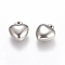 Tarnish Resistant 304 Stainless Steel Puffed Heart Charms, Stainless Steel Color, 11x10x6mm, Hole: 1mm