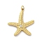 304 Stainless Steel Crystal Pendants, with Jump Ring, Starfish Charm, Ion Plating(IP), Real 18K Gold Plated, 26x23x3mm