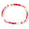 Bohemian Style Glass Seed Beaded Stretch Bracelets for Women Men, Rectangle, Hot Pink