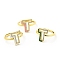 Mixed Color Enamel Initial Letter Adjustable Ring with Clear Cubic Zirconia, Real 18K Gold Plated Brass Jewelry for Women, Cadmium Free & Lead Free, Letter.T, US Size 5 1/4(16mm), Letter.T: 13.2x11mm
