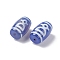 Tibetan Style dZi Beads, Blue Natural Agate Beads, Dyed & Heated, Oval, God of Wealth Pattern, 22x14mm, Hole: 1.5mm