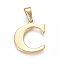 304 Stainless Steel Pendants, Golden, Initial Letter.C, 26x22x1mm, Hole: 3x8mm