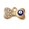 Alloy Enamel Rhinestone Glass Pendants, Golden, Evil Eye, Bowknot, 10x17x2mm, Hole: 1.8mm