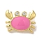 Rack Plating Brass Micro Pave Cubic Zirconia Pendants, with Enamel, Real 18K Gold Plated, Cadmium Free & Lead Free, Crab, Flamingo, 11x15x5.5mm, Hole: 5x3mm
