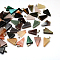Triangle Natural & Synthetic Mixed Stone Pendants, with Platinum Tone Brass Findings, 22~25x14~15x5~7mm, Hole: 2x7mm