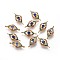 Brass Links, with Micro Pave Cubic Zirconia, Long-Lasting Plated, Evil Eye, Colorful, Real 18K Gold Plated, 7x16.5x3mm, Hole: 1mm