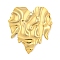 Ion Plating(IP) 304 Stainless Steel Pendants, Heart Charm, Real 18K Gold Plated, 49x42.5x2mm, Hole: 2.5mm