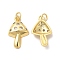 Rack Plating Brass Micro Pave  Cubic Zirconia Pendants, with Jump Rings, Cadmium Free & Lead Free, Mushroom, Real 18K Gold Plated, 21x12x4mm, Hole: 3mm
