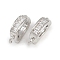 Oval Brass Micro Pave Clear Cubic Zirconia Fold Over Clasps, Rack Plating, Long-Lasting Plated, Lead Free & Cadmium Free, Platinum, 10.5x6.5x3mm, Hole: 1.2mm