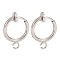 Brass Clip-on Hoop Earring Findings, for Non-pierced Ears, Cadmium Free & Lead Free, Platinum, 15.5x11x1.5~4.5mm, Hole: 1.8mm