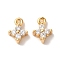 Brass Micro Pave Clear Cubic Zirconia Charms, Nickle Free, Cross, Real 18K Gold Plated, 9x7x4mm, Hole: 1mm