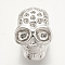 Brass Bead Rhinestone Settings, Cadmium Free & Lead Free, Skull, Platinum, Fit for 0.5mm Rhinestone, 13x9x7.5mm, Hole: 2.5mm