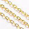 Iron Cable Chains, Textured, Unwelded, with Spool, Oval, Golden Color, 3x2x0.6mm, about 32.8 Feet(10m)/roll