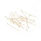 304 Stainless Steel Eye Pins, Real 18K Gold Plated, 45x3mm, Hole: 1.8mm, Pin: 0.7mm
