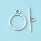 Tibetan Style Toggle Clasps, Lead Free and Cadmium Free, Rondelle, Antique Silver, Size: Ring: about 15mm in diameter, 2mm thick, hole: 2mm, Bar: 21mm long, hole: 2mm