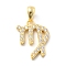 925 Sterling Sliver Micro Pave Clear Cubic Zirconia Pendants, Twelve Constellations Charms, Golden, Pisces, 10~16x10~15.5x1.5~2mm, Hole: 2.5x5mm