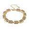 Rack Plating Brass Pave Clear Cubic Zirconia Rectangle Link Chain Bracelets for Women, Cadmium Free & Lead Free, Long-Lasting Plated, Real 18K Gold Plated, 7-1/8 inch(18cm)