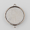 Tibetan Style Alloy Cabochon Connector Settings, Cadmium Free & Lead Free, Plain Edge Bezel Cups, Flat Round, Antique Silver, Tray: 25mm, 34x28x2mm, Hole: 2mm