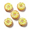 Handmade Lampwork Enamel Beads Strands, Hand Drawn Beads, Donut, Yellow, 15.5x7~8.5mm, Hole: 1.5mm, about 25pcs/strand, 14.5inch