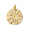 Rack Plating Brass Micro Pave Cubic Zirconia Pendants, Long-Lasting Plated, Lead Free & Cadmium Free, Flat Round with Sun Charms, Real 18K Gold Plated, 25.5x23x2mm, Hole: 4x3.5mm
