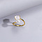 Natural Freshwater Pearl with Natural Shell Cuff Rings, Golden, Shell Shape, Inner Diameter: 15~19mm