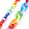 Handmade Opaque Acrylic Cable Chains, Oval, Colorful, 15x9x2.5mm, 2strands/set, 39.37 inch (1m)/strand