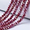 Electroplate Glass Beads Strands, Opaque Solid Color, AB Color Plated, Faceted, Rondelle, Brown, 10x8mm, Hole: 1mm, about 60~61pcs/strand, 46~48cm