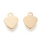 304 Stainless Steel Charms, Laser Cut, Stamping Blank Tag, Heart, Golden, 7.5x6.5x0.2mm, Hole: 1mm