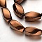 Electroplate Non-magnetic Synthetic Hematite Beads Strands, Twisted Oval, Copper Plated, 20x10mm, Hole: 1mm, about 20pcs/strand, 15.7 inch
