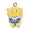 Opaque Resin Pendants, Cartoon Charms with Platinum Tone Iron Loops, Bear, 24x15x7mm, Hole: 2mm