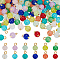 120Pcs 12 Colors Baking Painted Imitation Jade Glass Charms, with Iron Flat Head Pins, Round, Mixed Color, 11.5~12x8mm, Hole: 2mm, 10pcs/color