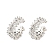 Rack Plating Brass Cubic Zirconia Cuff Earrings, Long-Lasting Plated, Lead Free & Cadmium Free, Platinum, 13x5mm